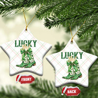 Lucky Cowgirl Ceramic Ornament Western Irish Cowboy St Patrick Day