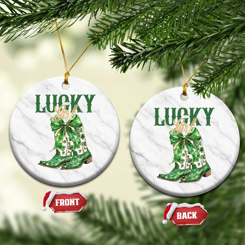 Lucky Cowgirl Ceramic Ornament Western Irish Cowboy St Patrick Day