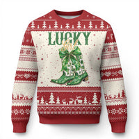 Lucky Cowgirl Ugly Christmas Sweater Western Irish Cowboy St Patrick Day