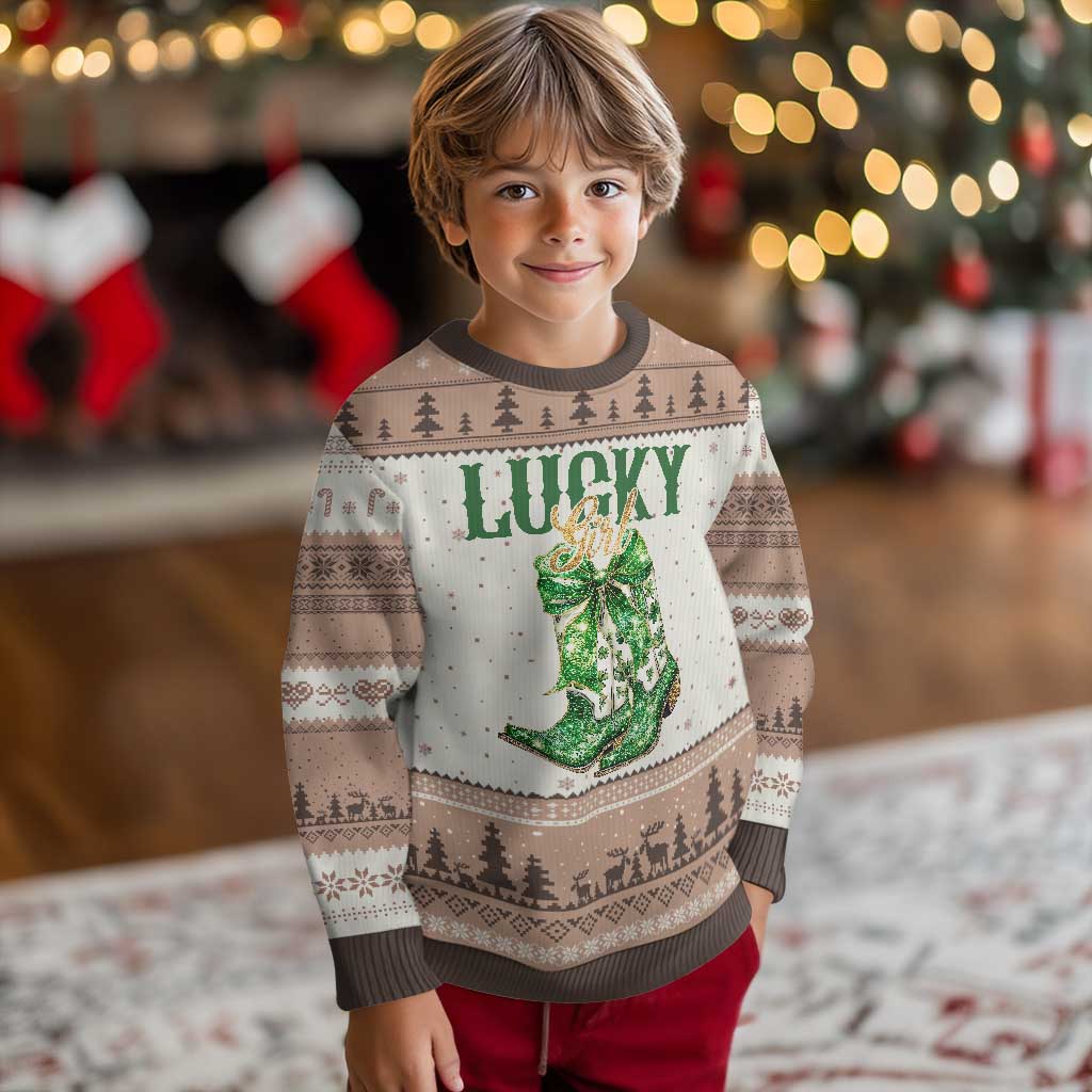 Lucky Cowgirl Ugly Christmas Sweater Western Irish Cowboy St Patrick Day