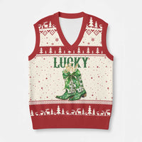 Lucky Cowgirl V-Neck Knit Sweater Vest Western Irish Cowboy St Patrick Day