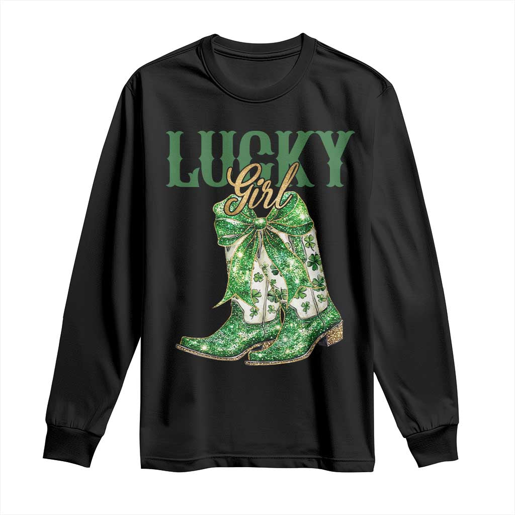 Lucky Cowgirl Long Sleeve Shirt Western Irish Cowboy St Patrick Day