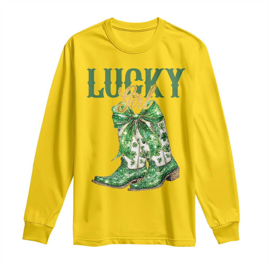 Lucky Cowgirl Long Sleeve Shirt Western Irish Cowboy St Patrick Day