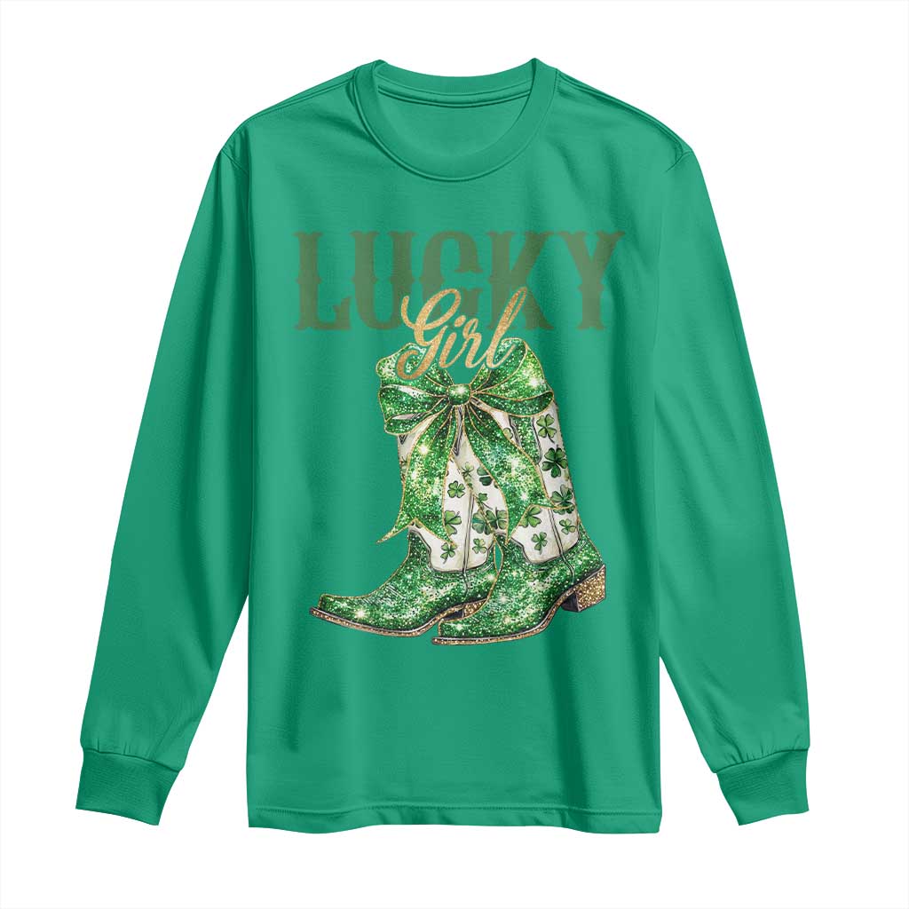 Lucky Cowgirl Long Sleeve Shirt Western Irish Cowboy St Patrick Day