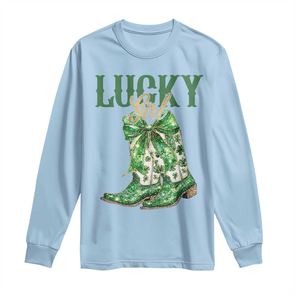 Lucky Cowgirl Long Sleeve Shirt Western Irish Cowboy St Patrick Day