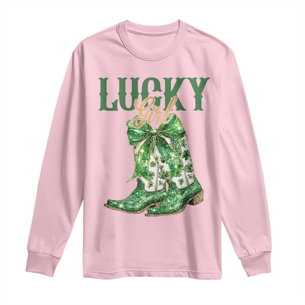 Lucky Cowgirl Long Sleeve Shirt Western Irish Cowboy St Patrick Day