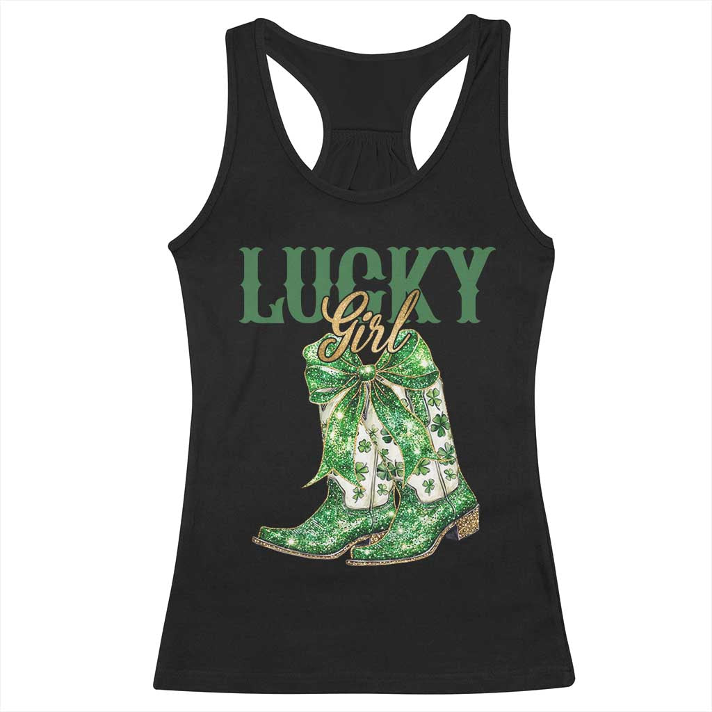 Lucky Cowgirl Racerback Tank Top Western Irish Cowboy St Patrick Day