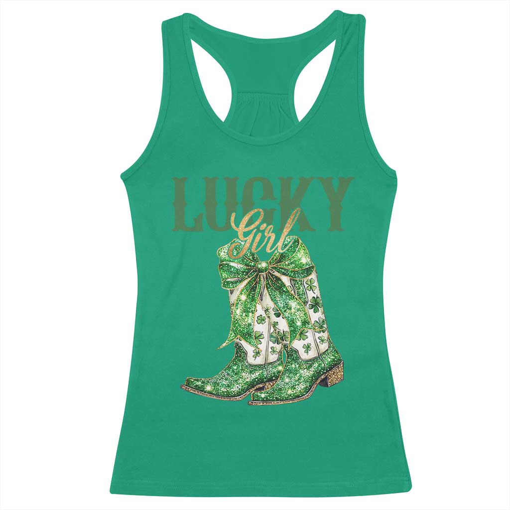 Lucky Cowgirl Racerback Tank Top Western Irish Cowboy St Patrick Day