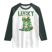 Lucky Cowgirl Raglan Shirt Western Irish Cowboy St Patrick Day