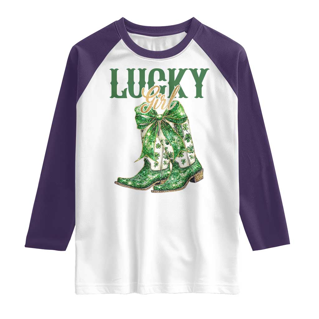 Lucky Cowgirl Raglan Shirt Western Irish Cowboy St Patrick Day