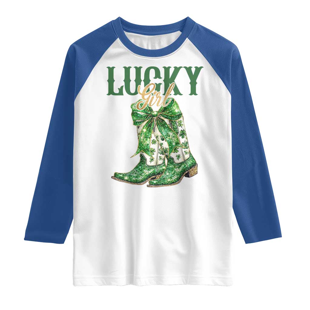 Lucky Cowgirl Raglan Shirt Western Irish Cowboy St Patrick Day
