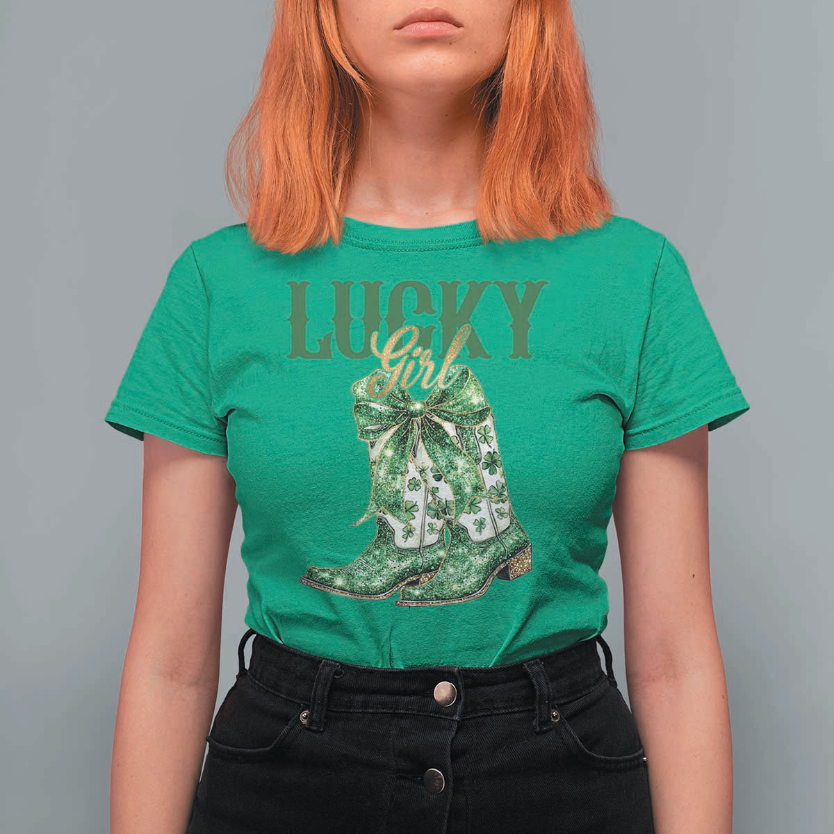 Lucky Cowgirl T Shirt For Women Western Irish Cowboy St Patrick Day