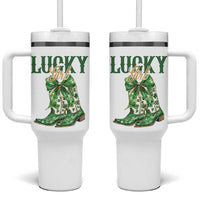 Lucky Cowgirl Tumbler With Handle Western Irish Cowboy St Patrick Day