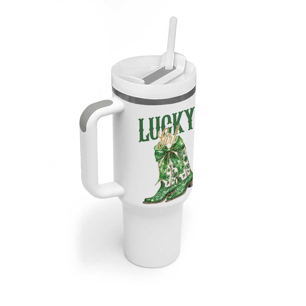 Lucky Cowgirl Tumbler With Handle Western Irish Cowboy St Patrick Day