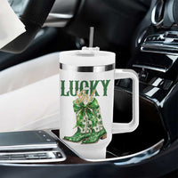 Lucky Cowgirl Tumbler With Handle Western Irish Cowboy St Patrick Day