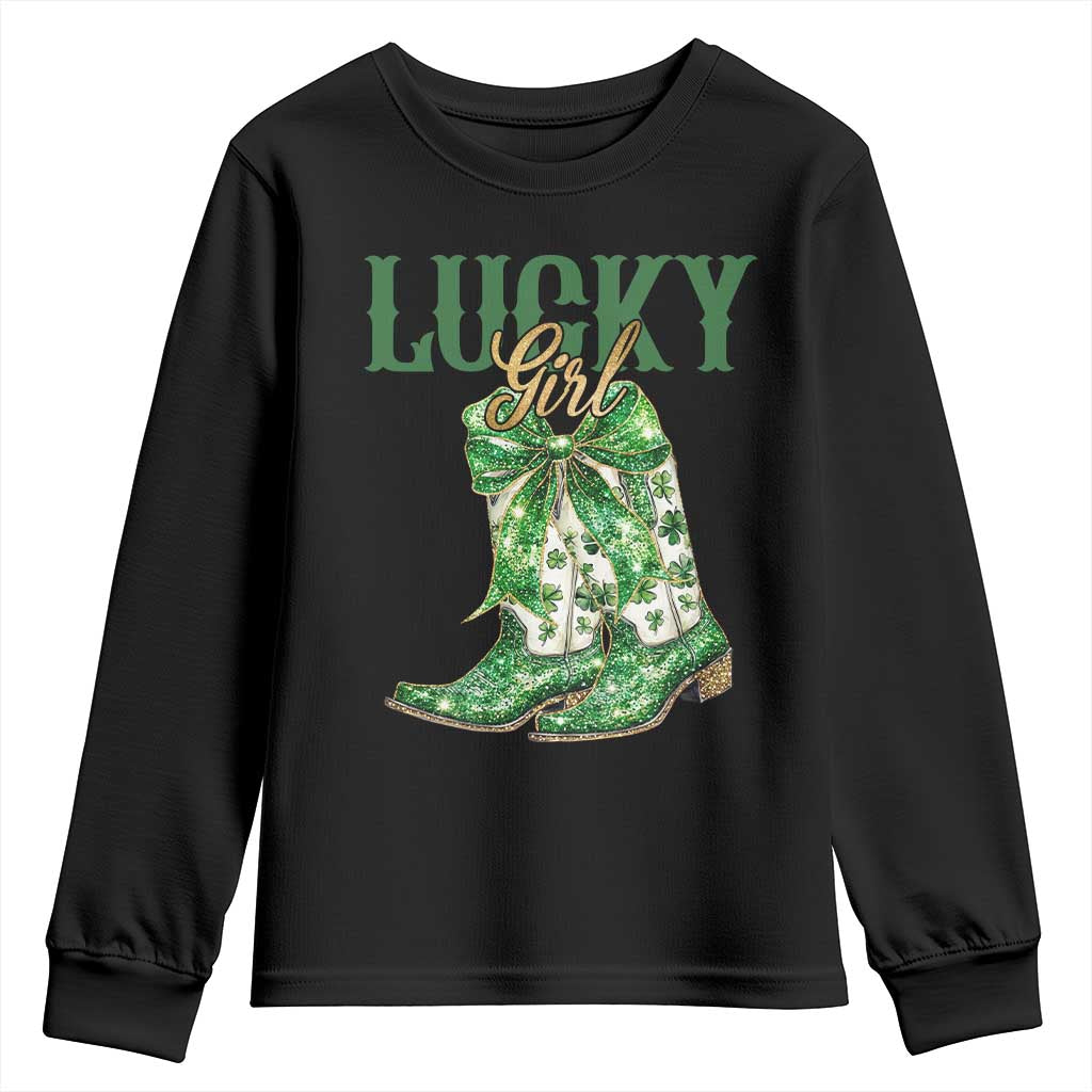 Lucky Cowgirl Youth Sweatshirt Western Irish Cowboy St Patrick Day