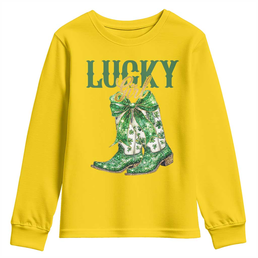 Lucky Cowgirl Youth Sweatshirt Western Irish Cowboy St Patrick Day