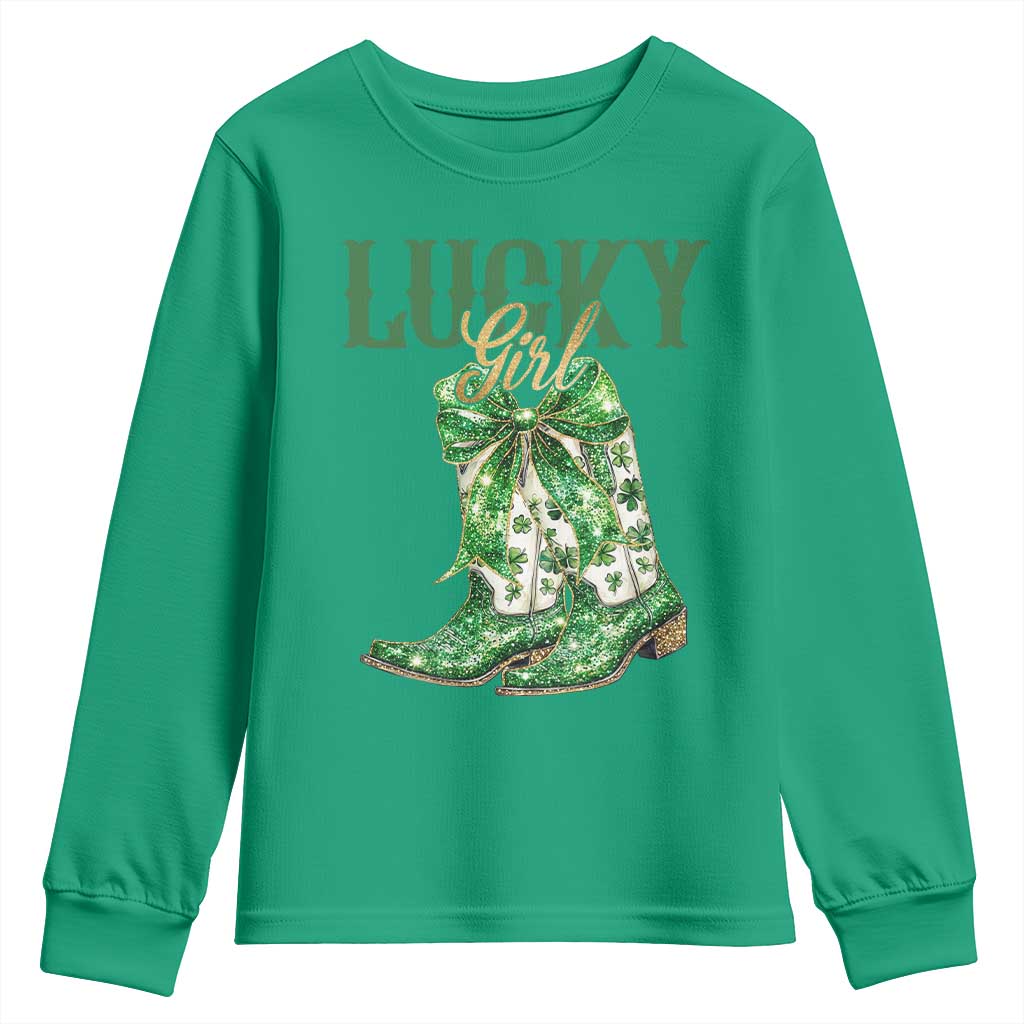 Lucky Cowgirl Youth Sweatshirt Western Irish Cowboy St Patrick Day