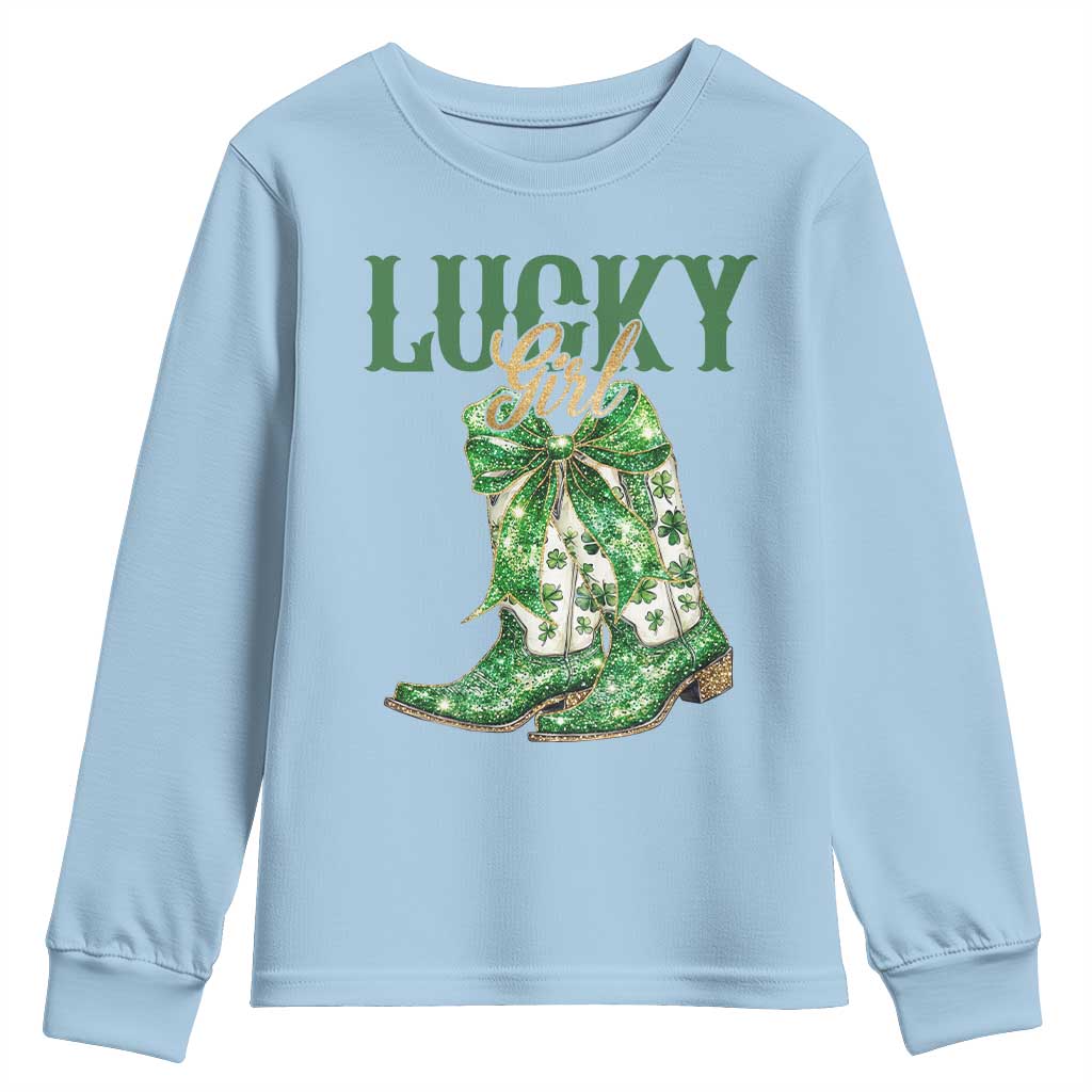 Lucky Cowgirl Youth Sweatshirt Western Irish Cowboy St Patrick Day