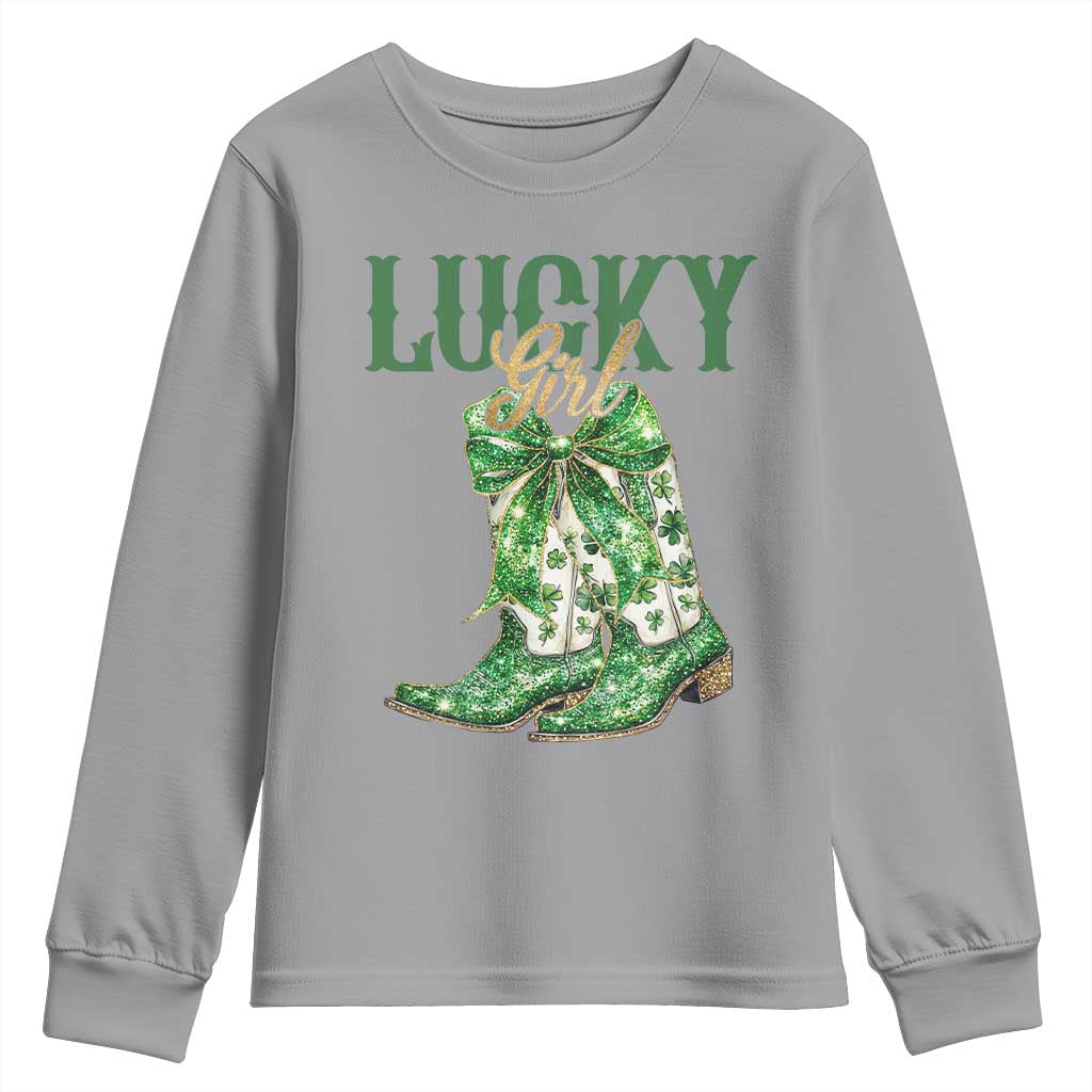 Lucky Cowgirl Youth Sweatshirt Western Irish Cowboy St Patrick Day