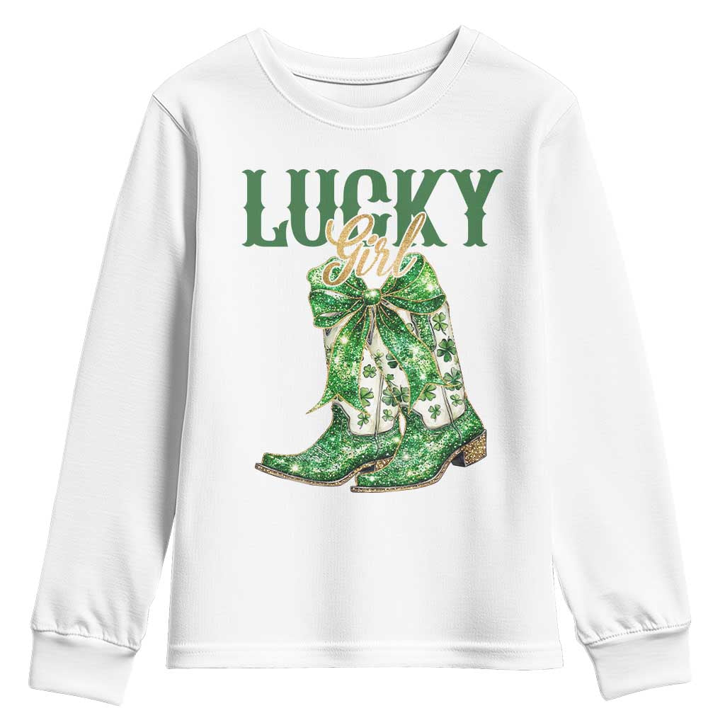 Lucky Cowgirl Youth Sweatshirt Western Irish Cowboy St Patrick Day