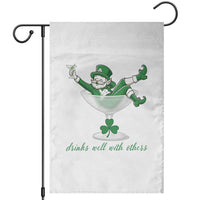 Drink Well With Others Garden Flag Funny Leprechaun Drinking Green Beer Shamrock