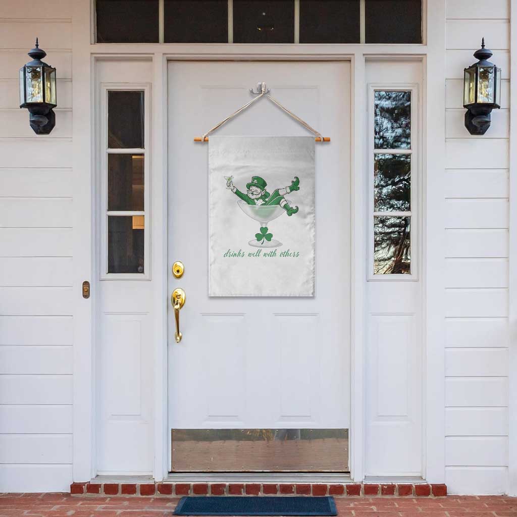 Drink Well With Others Garden Flag Funny Leprechaun Drinking Green Beer Shamrock