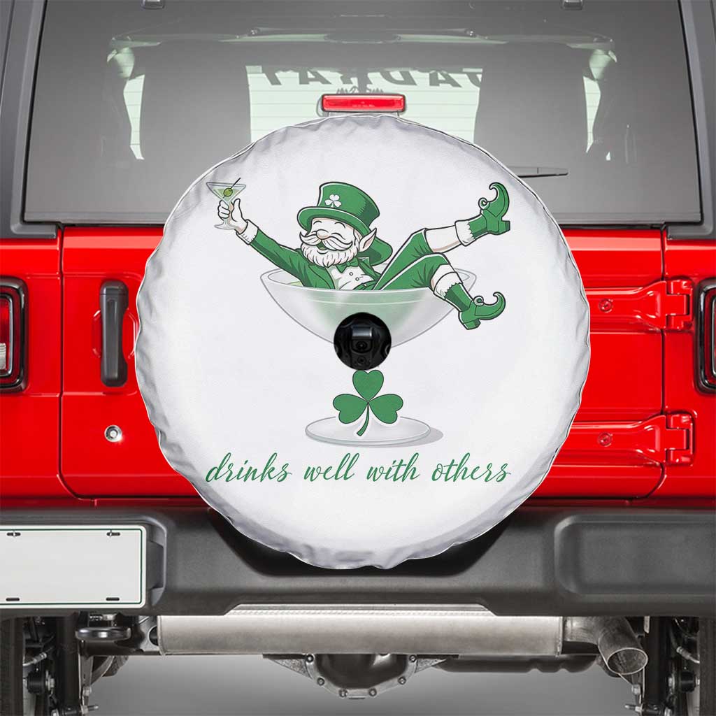 Drink Well With Others Spare Tire Cover Funny Leprechaun Drinking Green Beer Shamrock