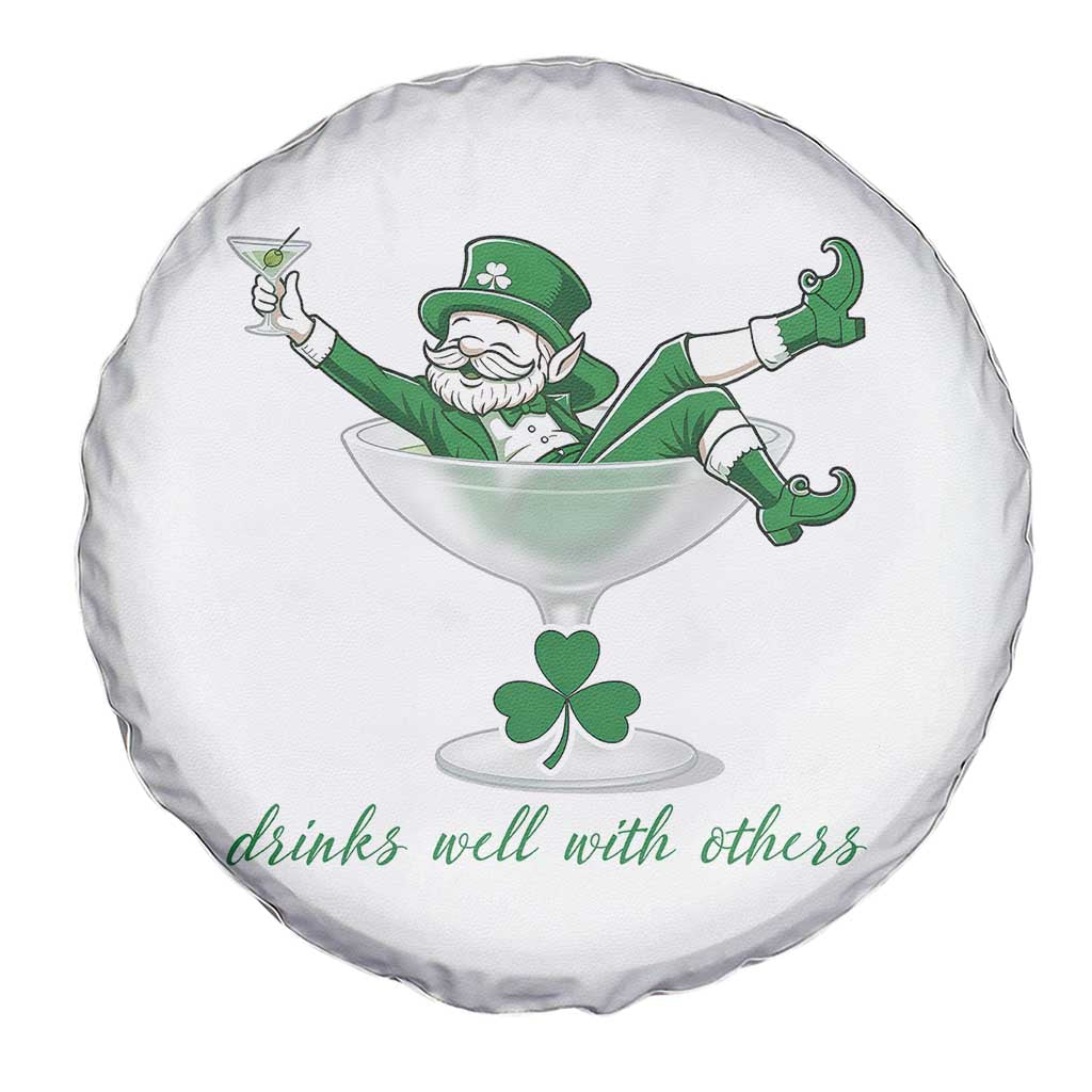 Drink Well With Others Spare Tire Cover Funny Leprechaun Drinking Green Beer Shamrock