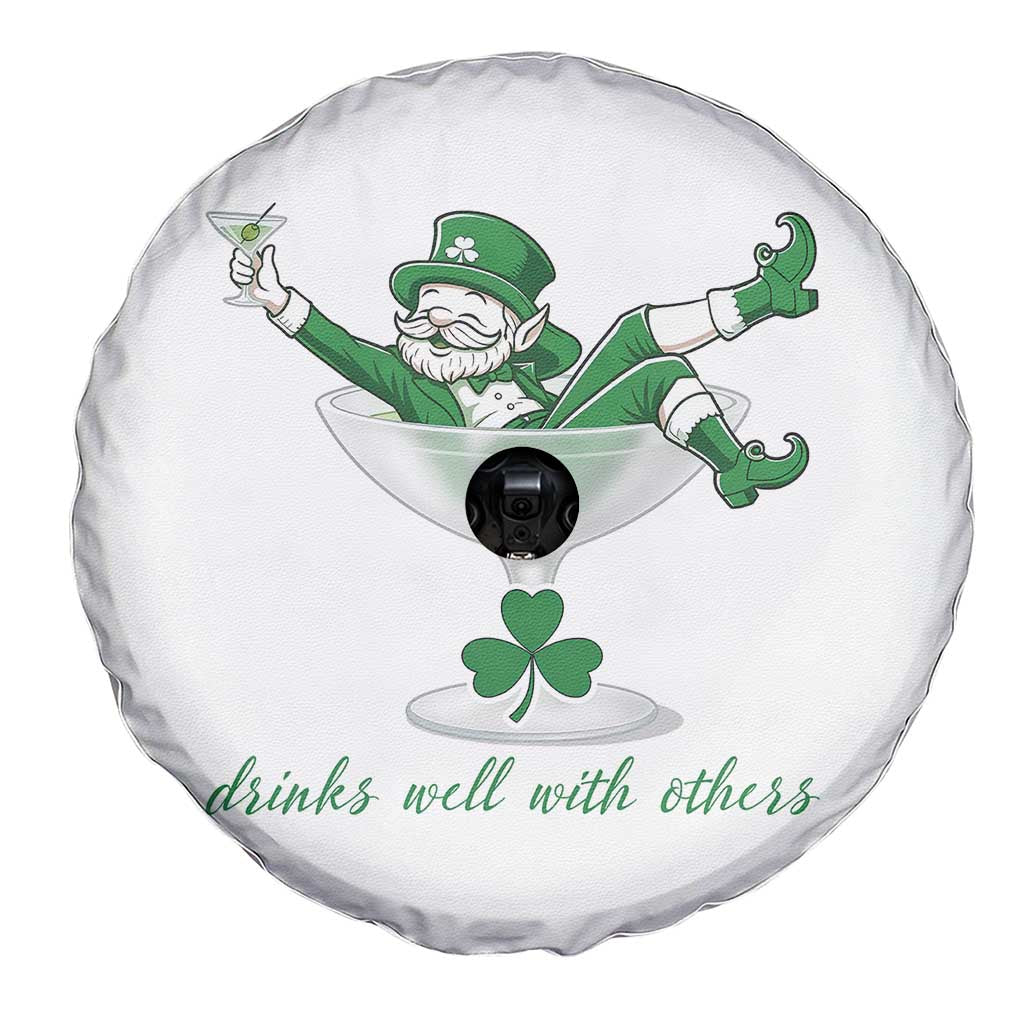 Drink Well With Others Spare Tire Cover Funny Leprechaun Drinking Green Beer Shamrock