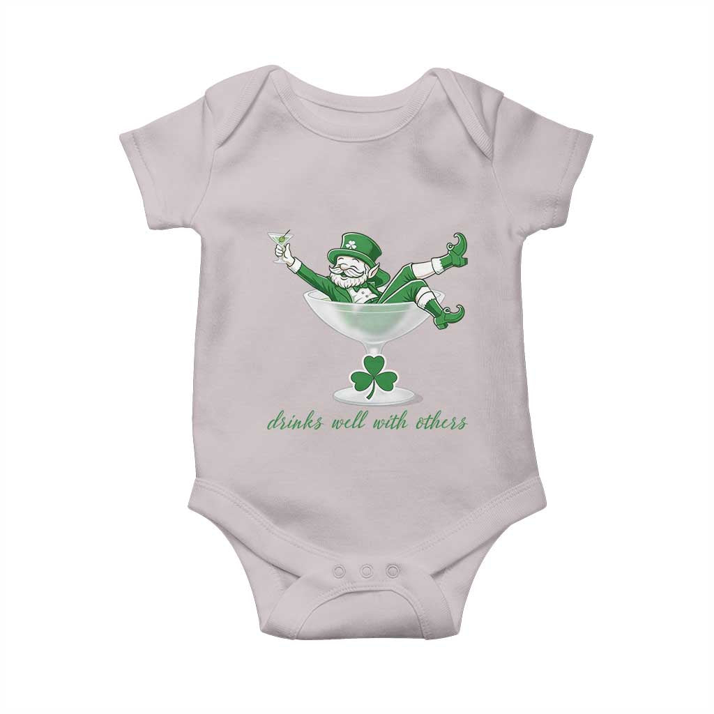Drink Well With Others Baby Onesie Funny Leprechaun Drinking Green Beer Shamrock