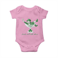 Drink Well With Others Baby Onesie Funny Leprechaun Drinking Green Beer Shamrock