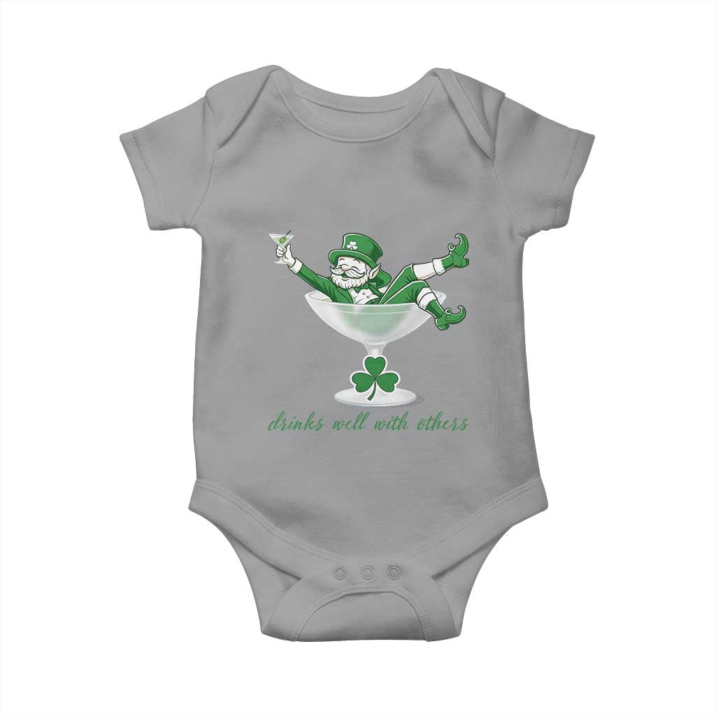 Drink Well With Others Baby Onesie Funny Leprechaun Drinking Green Beer Shamrock