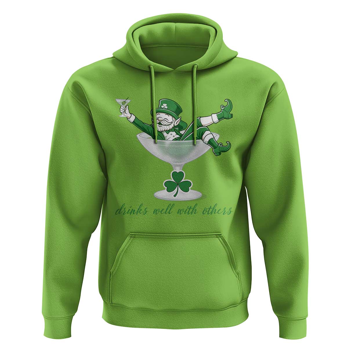 Drink Well With Others Hoodie Funny Leprechaun Drinking Green Beer Shamrock