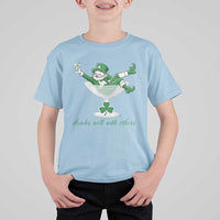 Drink Well With Others T Shirt For Kid Funny Leprechaun Drinking Green Beer Shamrock