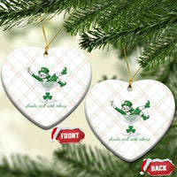 Drink Well With Others Ceramic Ornament Funny Leprechaun Drinking Green Beer Shamrock