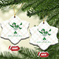 Drink Well With Others Ceramic Ornament Funny Leprechaun Drinking Green Beer Shamrock