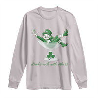 Drink Well With Others Long Sleeve Shirt Funny Leprechaun Drinking Green Beer Shamrock