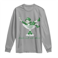 Drink Well With Others Long Sleeve Shirt Funny Leprechaun Drinking Green Beer Shamrock