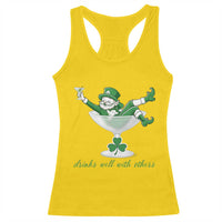 Drink Well With Others Racerback Tank Top Funny Leprechaun Drinking Green Beer Shamrock