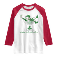 Drink Well With Others Raglan Shirt Funny Leprechaun Drinking Green Beer Shamrock