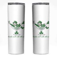 Drink Well With Others Skinny Tumbler Funny Leprechaun Drinking Green Beer Shamrock
