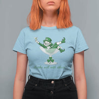 Drink Well With Others T Shirt For Women Funny Leprechaun Drinking Green Beer Shamrock