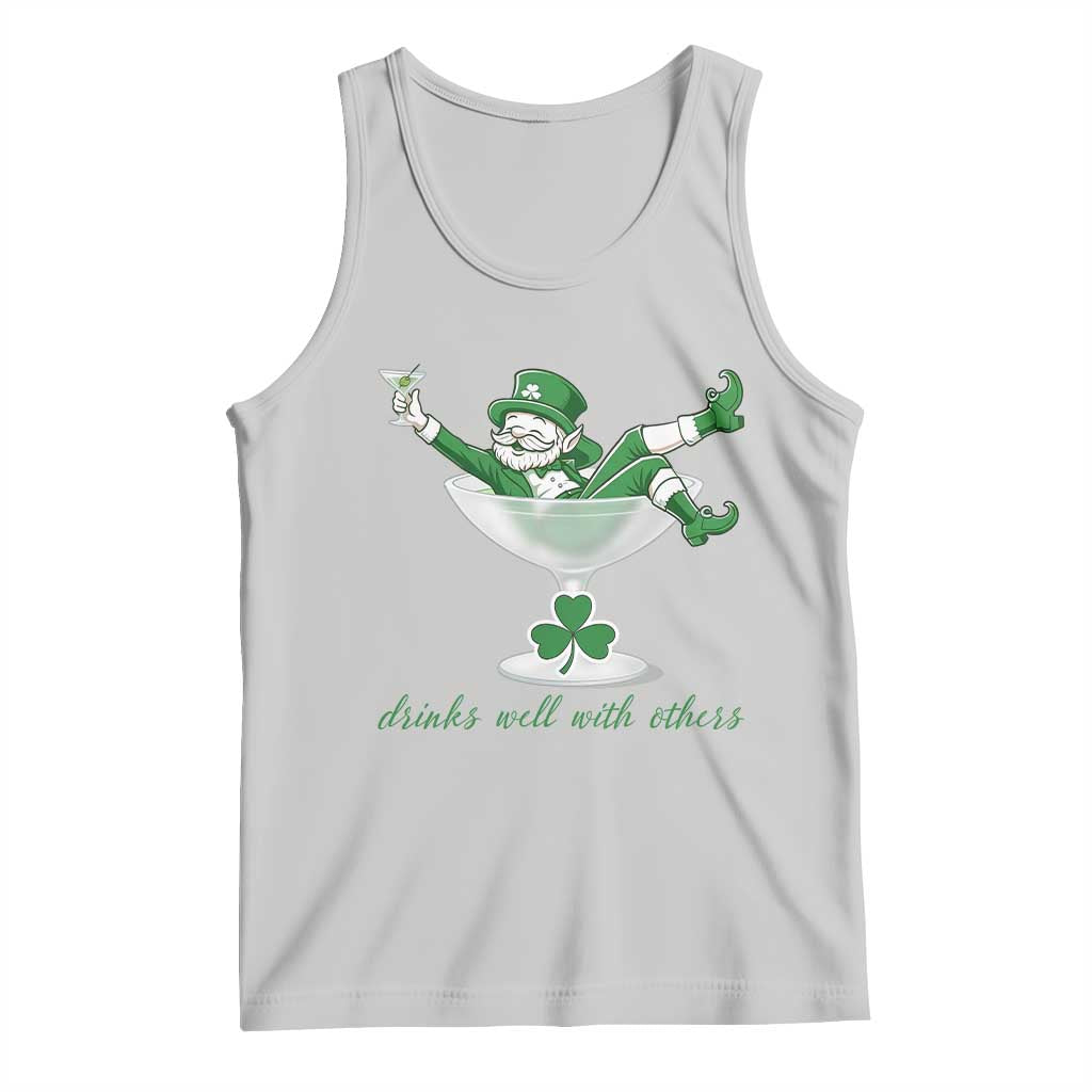 Drink Well With Others Tank Top Funny Leprechaun Drinking Green Beer Shamrock
