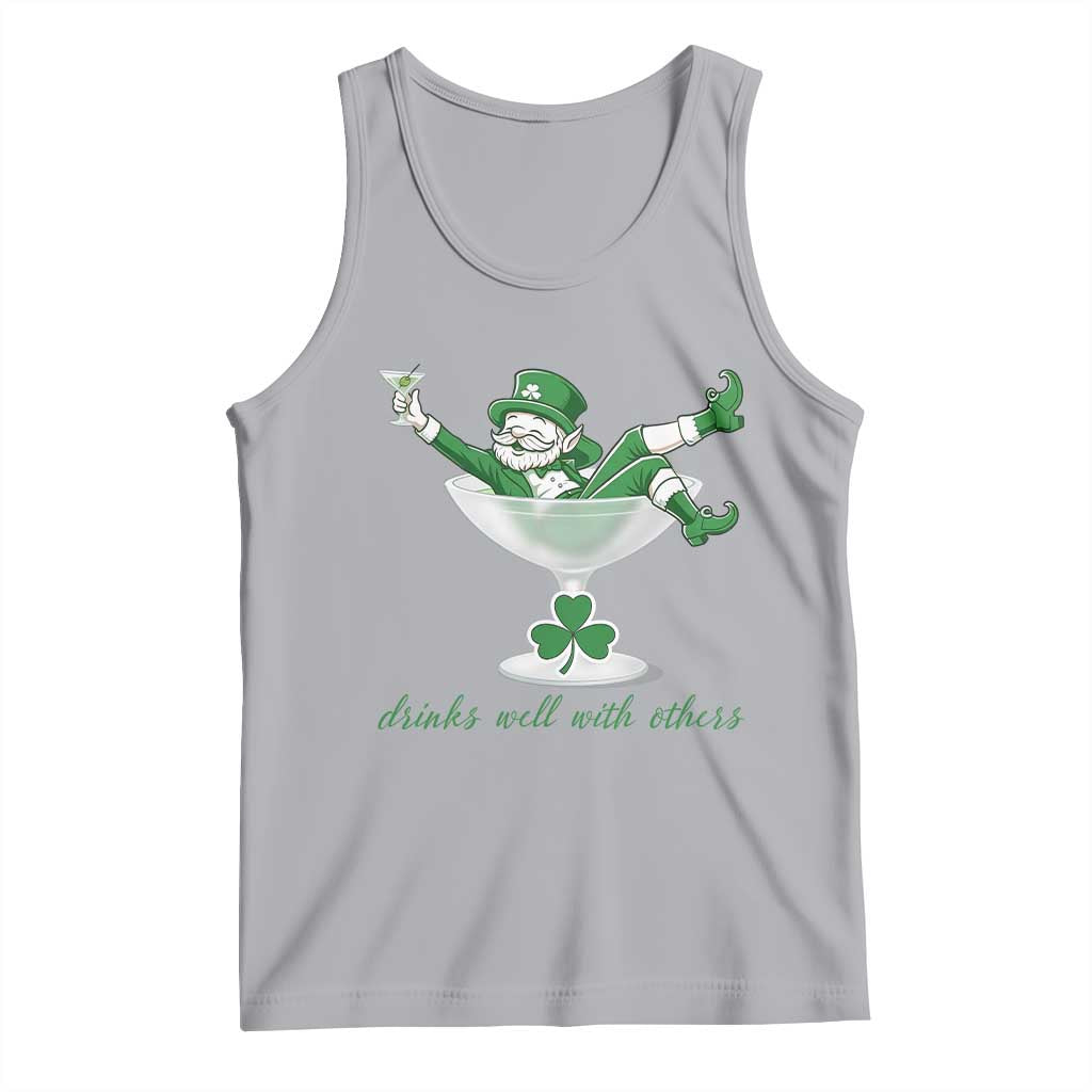 Drink Well With Others Tank Top Funny Leprechaun Drinking Green Beer Shamrock