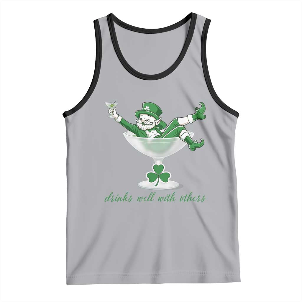 Drink Well With Others Tank Top Funny Leprechaun Drinking Green Beer Shamrock