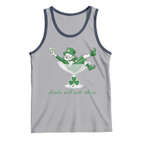 Drink Well With Others Tank Top Funny Leprechaun Drinking Green Beer Shamrock