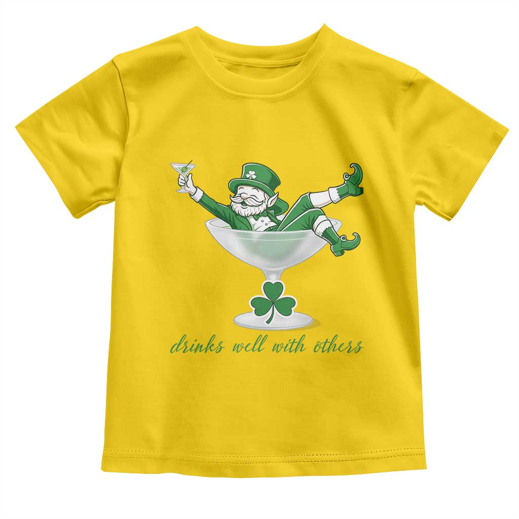 Drink Well With Others Toddler T Shirt Funny Leprechaun Drinking Green Beer Shamrock