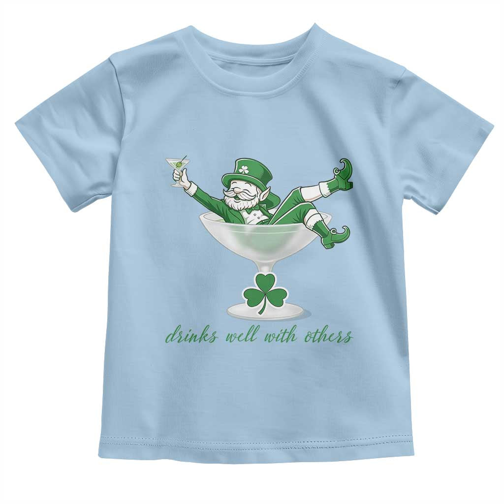 Drink Well With Others Toddler T Shirt Funny Leprechaun Drinking Green Beer Shamrock