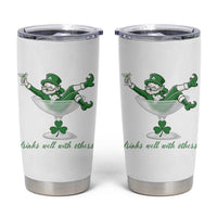 Drink Well With Others Tumbler Cup Funny Leprechaun Drinking Green Beer Shamrock